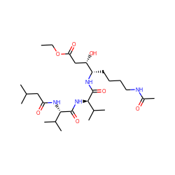 CCOC(=O)C[C@H](O)[C@H](CCCCNC(C)=O)NC(=O)[C@H](NC(=O)[C@@H](NC(=O)CC(C)C)C(C)C)C(C)C ZINC000026739091