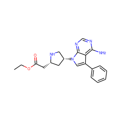 CCOC(=O)C[C@H]1C[C@@H](n2cc(-c3ccccc3)c3c(N)ncnc32)CN1 ZINC000027986022