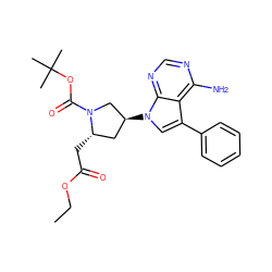 CCOC(=O)C[C@H]1C[C@H](n2cc(-c3ccccc3)c3c(N)ncnc32)CN1C(=O)OC(C)(C)C ZINC000027986583