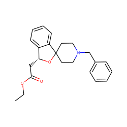 CCOC(=O)C[C@H]1OC2(CCN(Cc3ccccc3)CC2)c2ccccc21 ZINC000013491916