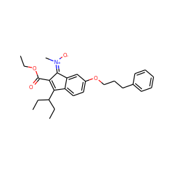 CCOC(=O)C1=C(C(CC)CC)c2ccc(OCCCc3ccccc3)cc2/C1=[N+](/C)[O-] ZINC000028955941