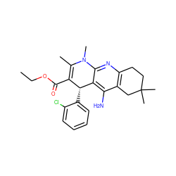 CCOC(=O)C1=C(C)N(C)c2nc3c(c(N)c2[C@@H]1c1ccccc1Cl)CC(C)(C)CC3 ZINC000206154810