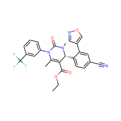 CCOC(=O)C1=C(C)N(c2cccc(C(F)(F)F)c2)C(=O)N(C)[C@@H]1c1ccc(C#N)cc1-c1cnoc1 ZINC001772608658