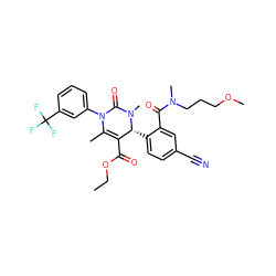 CCOC(=O)C1=C(C)N(c2cccc(C(F)(F)F)c2)C(=O)N(C)[C@@H]1c1ccc(C#N)cc1C(=O)N(C)CCCOC ZINC001772613937