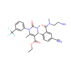 CCOC(=O)C1=C(C)N(c2cccc(C(F)(F)F)c2)C(=O)N(C)[C@@H]1c1ccc(C#N)cc1C(=O)N(C)CCN ZINC001772616407