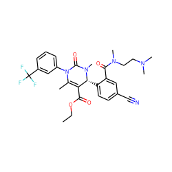 CCOC(=O)C1=C(C)N(c2cccc(C(F)(F)F)c2)C(=O)N(C)[C@@H]1c1ccc(C#N)cc1C(=O)N(C)CCN(C)C ZINC001772621274