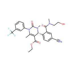 CCOC(=O)C1=C(C)N(c2cccc(C(F)(F)F)c2)C(=O)N(C)[C@@H]1c1ccc(C#N)cc1C(=O)N(C)CCO ZINC001772579932