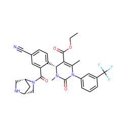 CCOC(=O)C1=C(C)N(c2cccc(C(F)(F)F)c2)C(=O)N(C)[C@@H]1c1ccc(C#N)cc1C(=O)N1C[C@H]2C[C@@H]1CN2 ZINC001772601094