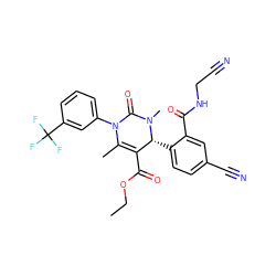 CCOC(=O)C1=C(C)N(c2cccc(C(F)(F)F)c2)C(=O)N(C)[C@@H]1c1ccc(C#N)cc1C(=O)NCC#N ZINC001772595615