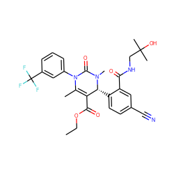 CCOC(=O)C1=C(C)N(c2cccc(C(F)(F)F)c2)C(=O)N(C)[C@@H]1c1ccc(C#N)cc1C(=O)NCC(C)(C)O ZINC001772628875