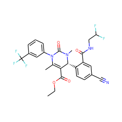 CCOC(=O)C1=C(C)N(c2cccc(C(F)(F)F)c2)C(=O)N(C)[C@@H]1c1ccc(C#N)cc1C(=O)NCC(F)F ZINC001772571417