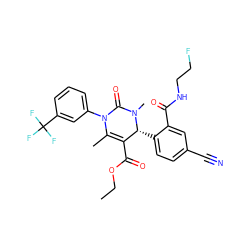 CCOC(=O)C1=C(C)N(c2cccc(C(F)(F)F)c2)C(=O)N(C)[C@@H]1c1ccc(C#N)cc1C(=O)NCCF ZINC001772646678