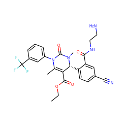 CCOC(=O)C1=C(C)N(c2cccc(C(F)(F)F)c2)C(=O)N(C)[C@@H]1c1ccc(C#N)cc1C(=O)NCCN ZINC001772623119