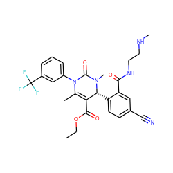 CCOC(=O)C1=C(C)N(c2cccc(C(F)(F)F)c2)C(=O)N(C)[C@@H]1c1ccc(C#N)cc1C(=O)NCCNC ZINC001772628907