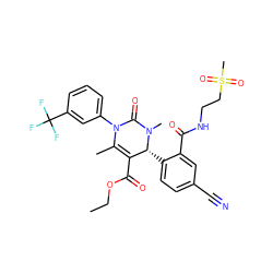 CCOC(=O)C1=C(C)N(c2cccc(C(F)(F)F)c2)C(=O)N(C)[C@@H]1c1ccc(C#N)cc1C(=O)NCCS(C)(=O)=O ZINC001772624794