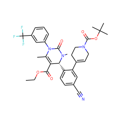 CCOC(=O)C1=C(C)N(c2cccc(C(F)(F)F)c2)C(=O)N(C)[C@@H]1c1ccc(C#N)cc1C1=CCN(C(=O)OC(C)(C)C)CC1 ZINC001772571340