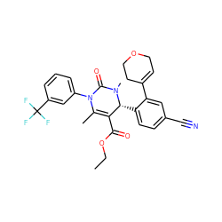 CCOC(=O)C1=C(C)N(c2cccc(C(F)(F)F)c2)C(=O)N(C)[C@@H]1c1ccc(C#N)cc1C1=CCOCC1 ZINC001772587003