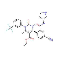 CCOC(=O)C1=C(C)N(c2cccc(C(F)(F)F)c2)C(=O)N(C)[C@H]1c1ccc(C#N)cc1C(=O)N[C@@H]1CCNC1 ZINC001772614481