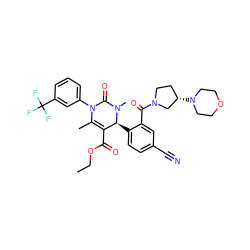 CCOC(=O)C1=C(C)N(c2cccc(C(F)(F)F)c2)C(=O)N(C)[C@H]1c1ccc(C#N)cc1C(=O)N1CC[C@H](N2CCOCC2)C1 ZINC001772603678