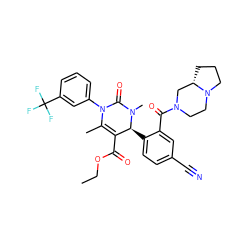 CCOC(=O)C1=C(C)N(c2cccc(C(F)(F)F)c2)C(=O)N(C)[C@H]1c1ccc(C#N)cc1C(=O)N1CCN2CCC[C@H]2C1 ZINC001772570077