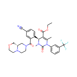 CCOC(=O)C1=C(C)N(c2cccc(C(F)(F)F)c2)C(=O)N(C)[C@H]1c1ccc(C#N)cc1C(=O)N1CCN2CCOC[C@@H]2C1 ZINC001772657978