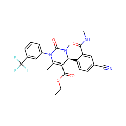 CCOC(=O)C1=C(C)N(c2cccc(C(F)(F)F)c2)C(=O)N(C)[C@H]1c1ccc(C#N)cc1C(=O)NC ZINC001772588298