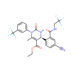 CCOC(=O)C1=C(C)N(c2cccc(C(F)(F)F)c2)C(=O)N(C)[C@H]1c1ccc(C#N)cc1C(=O)NCC(F)(F)F ZINC001772645452