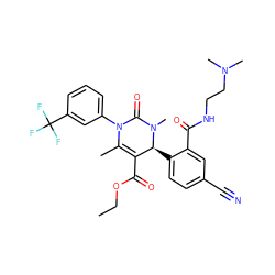 CCOC(=O)C1=C(C)N(c2cccc(C(F)(F)F)c2)C(=O)N(C)[C@H]1c1ccc(C#N)cc1C(=O)NCCN(C)C ZINC001772581678