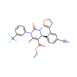 CCOC(=O)C1=C(C)N(c2cccc(C(F)(F)F)c2)C(=O)N(C)[C@H]1c1ccc(C#N)cc1C1=COCC1 ZINC001772577837