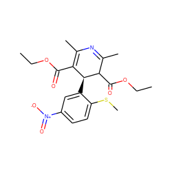 CCOC(=O)C1=C(C)N=C(C)C(C(=O)OCC)[C@H]1c1cc([N+](=O)[O-])ccc1SC ZINC000027748957