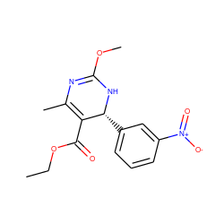 CCOC(=O)C1=C(C)N=C(OC)N[C@@H]1c1cccc([N+](=O)[O-])c1 ZINC000026579251