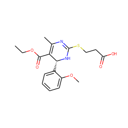 CCOC(=O)C1=C(C)N=C(SCCC(=O)O)N[C@@H]1c1ccccc1OC ZINC000098084777