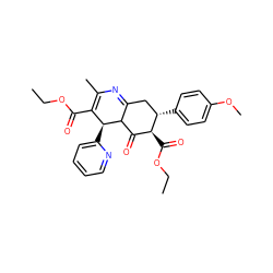 CCOC(=O)C1=C(C)N=C2C[C@H](c3ccc(OC)cc3)[C@@H](C(=O)OCC)C(=O)C2[C@H]1c1ccccn1 ZINC000103351432