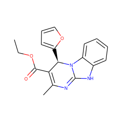 CCOC(=O)C1=C(C)N=C2Nc3ccccc3N2[C@@H]1c1ccco1 ZINC000008969201