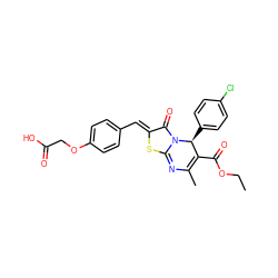 CCOC(=O)C1=C(C)N=c2s/c(=C\c3ccc(OCC(=O)O)cc3)c(=O)n2[C@H]1c1ccc(Cl)cc1 ZINC000002049556