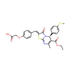 CCOC(=O)C1=C(C)N=c2s/c(=C\c3ccc(OCC(=O)O)cc3)c(=O)n2[C@H]1c1ccc(SC)cc1 ZINC000002049560