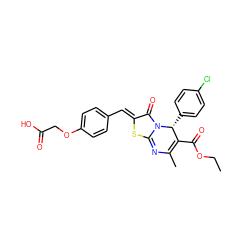 CCOC(=O)C1=C(C)N=c2sc(=Cc3ccc(OCC(=O)O)cc3)c(=O)n2[C@@H]1c1ccc(Cl)cc1 ZINC000252676868