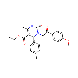 CCOC(=O)C1=C(C)N[C@H](OC)N(CC(=O)c2ccc(OC)cc2)[C@@H]1c1ccc(C)cc1 ZINC000043118343