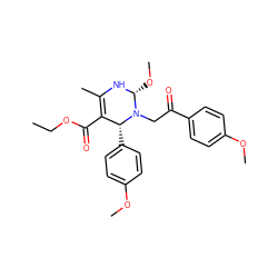 CCOC(=O)C1=C(C)N[C@H](OC)N(CC(=O)c2ccc(OC)cc2)[C@@H]1c1ccc(OC)cc1 ZINC000043061101