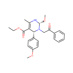 CCOC(=O)C1=C(C)N[C@H](OC)N(CC(=O)c2ccccc2)[C@@H]1c1ccc(OC)cc1 ZINC000043015002