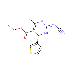 CCOC(=O)C1=C(C)NC(=NC#N)N[C@@H]1c1ccsc1 ZINC001772609664