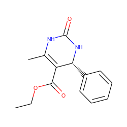 CCOC(=O)C1=C(C)NC(=O)N[C@@H]1c1ccccc1 ZINC000005716697