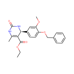 CCOC(=O)C1=C(C)NC(=O)N[C@H]1c1ccc(OCc2ccccc2)c(OC)c1 ZINC000000831425