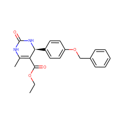 CCOC(=O)C1=C(C)NC(=O)N[C@H]1c1ccc(OCc2ccccc2)cc1 ZINC000000623427