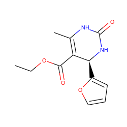 CCOC(=O)C1=C(C)NC(=O)N[C@H]1c1ccco1 ZINC000000198475