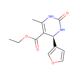 CCOC(=O)C1=C(C)NC(=O)N[C@H]1c1ccoc1 ZINC000000837579