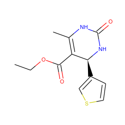 CCOC(=O)C1=C(C)NC(=O)N[C@H]1c1ccsc1 ZINC000000445658