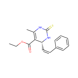 CCOC(=O)C1=C(C)NC(=S)N[C@@H]1/C=C\c1ccccc1 ZINC000015220490