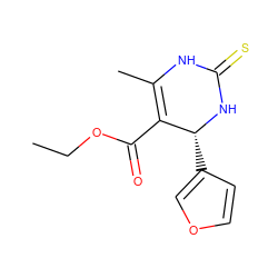 CCOC(=O)C1=C(C)NC(=S)N[C@@H]1c1ccoc1 ZINC000103243144