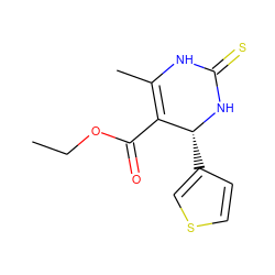 CCOC(=O)C1=C(C)NC(=S)N[C@@H]1c1ccsc1 ZINC000013519363